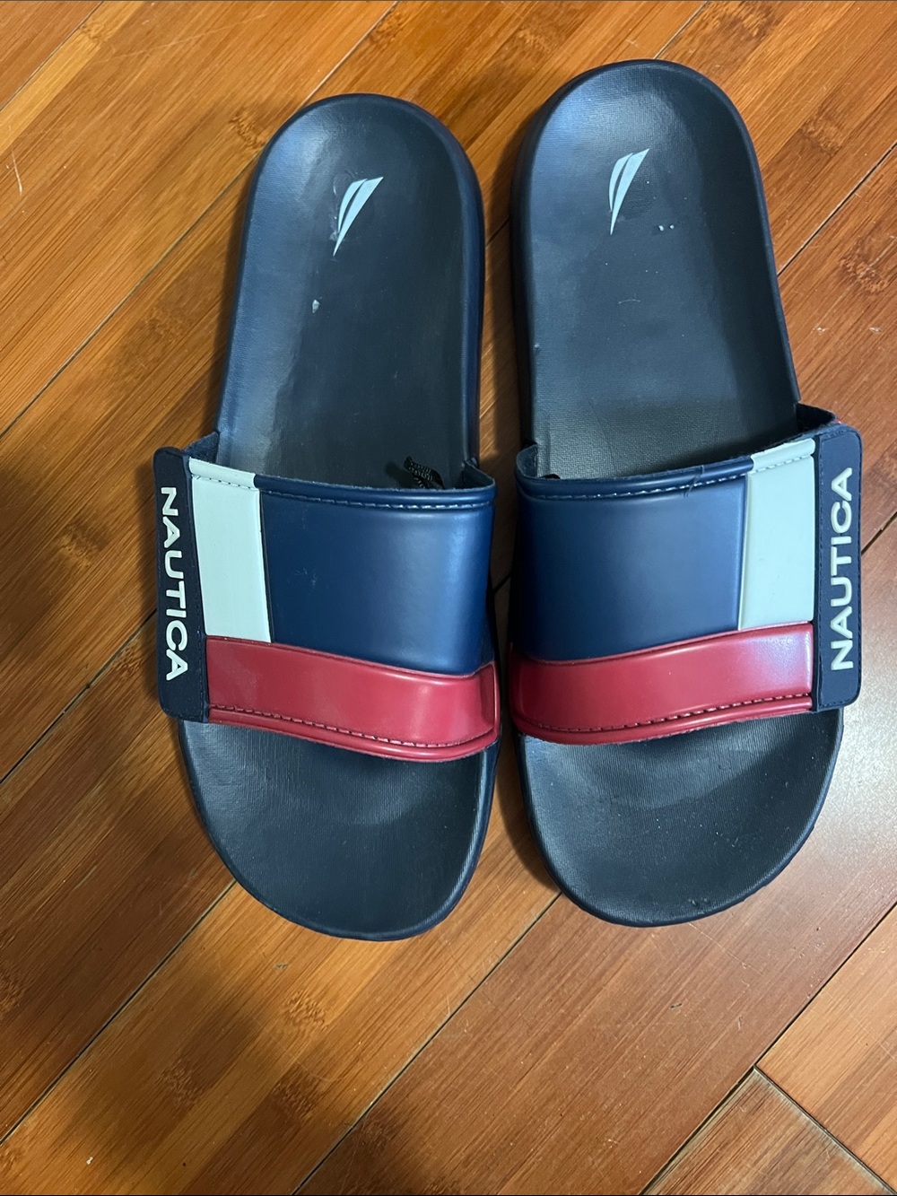 Men’s Nautica Navy Red White Logo Slide Sandals 13